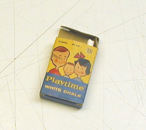 Vintage Playtime White CHALK BOX w/ Chalk Inside